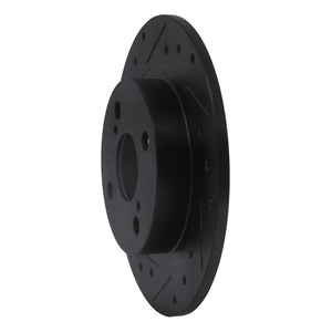 R1 87-92 Chevrolet Nova Rear Left Drilled & Slotted Black Brake Rotor