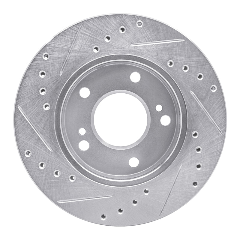 R1 96-98 Nissan 240SX Front Right Drilled & Slotted Silver Brake Rotor