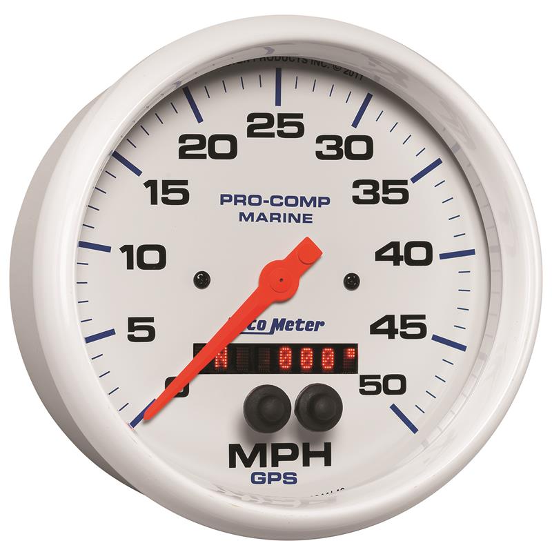 Autometer Marine White Gauge 5in Speedometer - 50 MPH