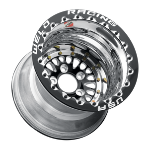 Weld RPM 15x8 / 5x4.75 / 4 BS / 3.18 HB - Black Center - Polished Shell - Black SBL MT Wheel