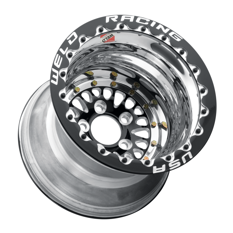 Weld RPM 15x10 / 5x4.75 / 3 BS / 3.18 HB - Black Center - Polished Shell - Black SBL MT Wheel