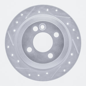 R1 02-15 Mini Cooper Clubman Rear Left Drilled & Slotted Silver Brake Rotor