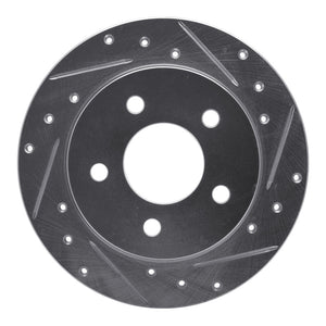 R1 94-04 Ford Mustang Rear Right Drilled & Slotted Silver Brake Rotor