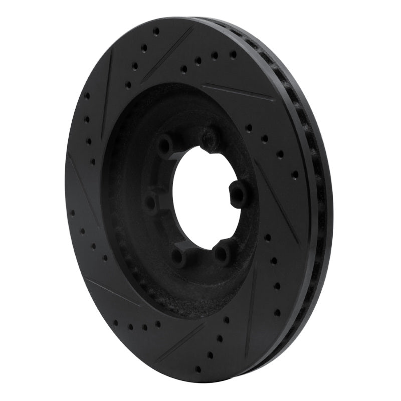 R1 12-18 Chevrolet Colorado Front Right Drilled & Slotted Black Brake Rotor