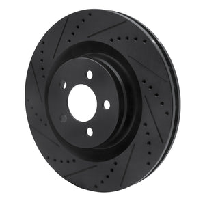 R1 05-23 Chrysler 300 Front Left Drilled & Slotted Black Brake Rotor