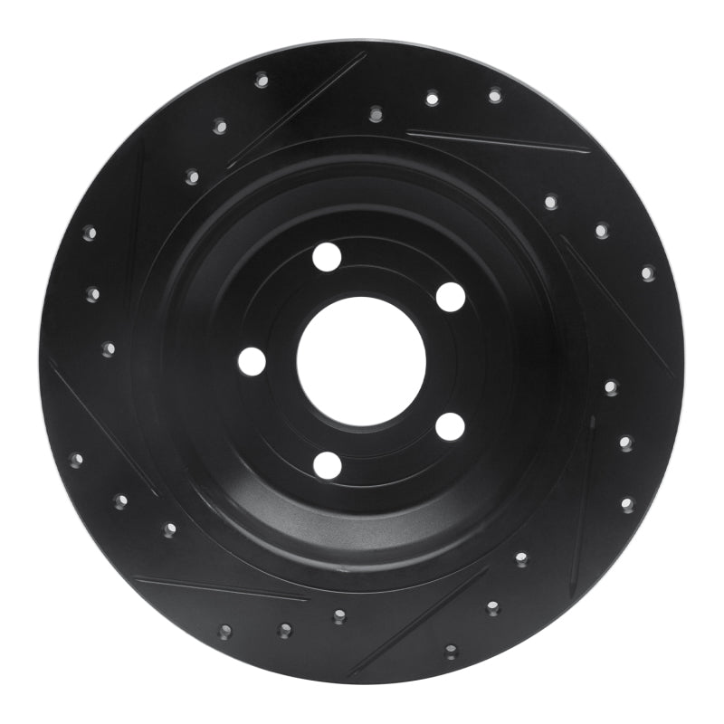 R1 16-25 Ford Focus Rear Right Drilled & Slotted Black Brake Rotor