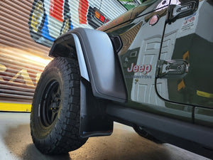 Rally Armor 19-26 Jeep JT Gladiator (Mojave/Rubicon) Black Mud Flap w/Army Green Logo