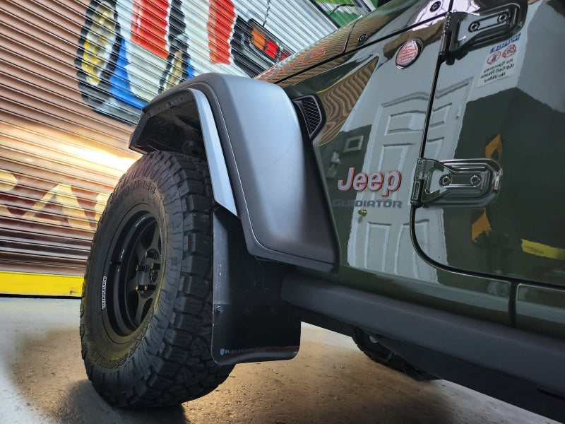 Rally Armor 19-26 Jeep JT Gladiator (Mojave/Rubicon) Black Mud Flap w/Army Green Logo
