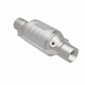 MagnaFlow Univ Conv 2in In/Out Ctr/Ctr Round 9in Body L x 5.125in W x 13in Overall L Single O2 Port