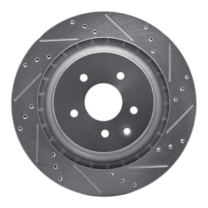 R1 09-20 Nissan 370Z Rear Right Drilled & Slotted Silver Brake Rotor