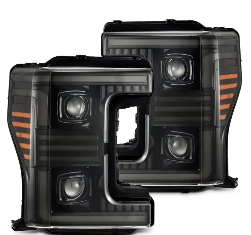 AlphaRex 17-19 Ford F-250/350/450/550 Super Duty PRO-Series Proj Headlights Alpha-Bk w/SS & DRL