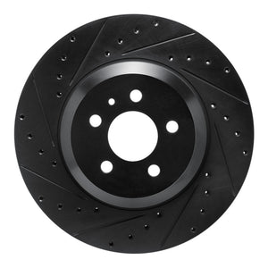 R1 17-25 Tesla Model 3 Front Left Drilled & Slotted Black Brake Rotor