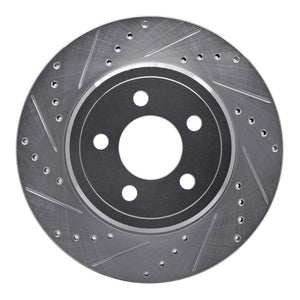 R1 05-23 Chrysler 300 Rear Left Drilled & Slotted Silver Brake Rotor