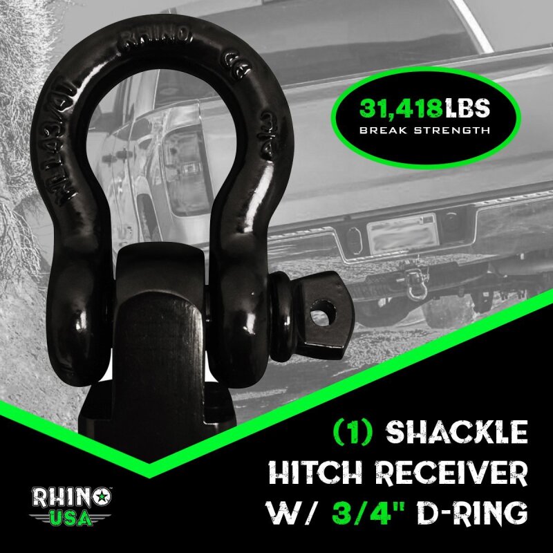 Rhino USA Shackle Hitch Receiver W/ D-Ring (White)
