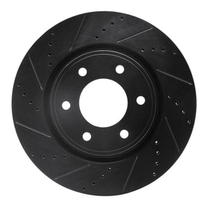 R1 07-24 Infiniti QX56 Front Left Drilled & Slotted Black Brake Rotor