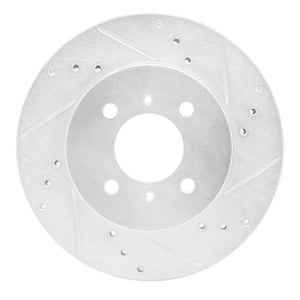 R1 98-07 Mitsubishi Lancer Front Right Drilled & Slotted Silver Brake Rotor