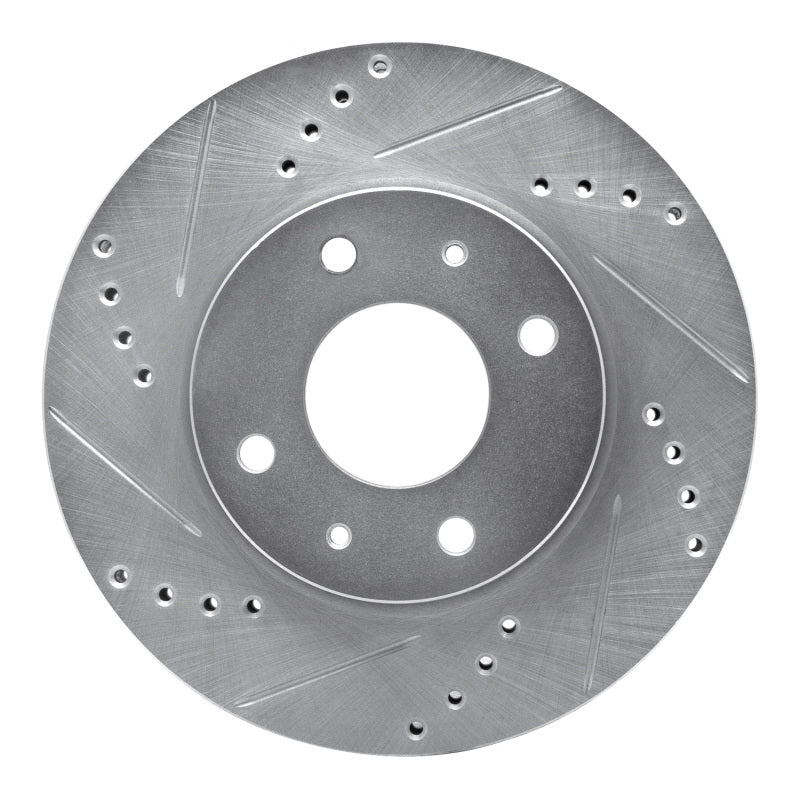 R1 04-04 Mitsubishi Lancer Front Left Drilled & Slotted Silver Brake Rotor