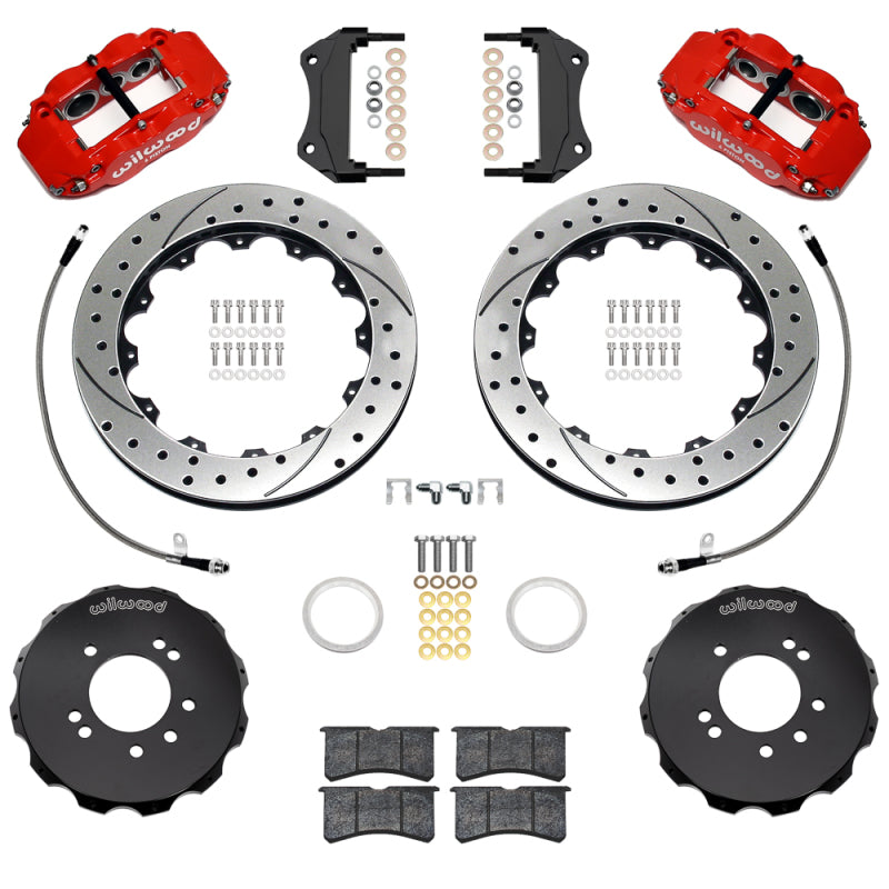 Wilwood 95-98 Nissan Skyline Superlite 6R Front BBK w/ 12.88in D/S Rotors & Flexlines - Red