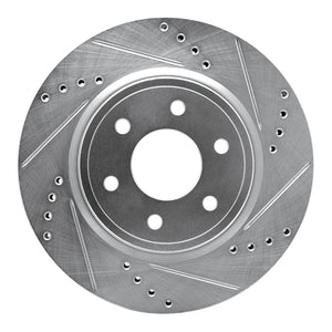 R1 2005-2025 Nissan Xterra Front Right Drilled & Slotted Silver Brake Rotor