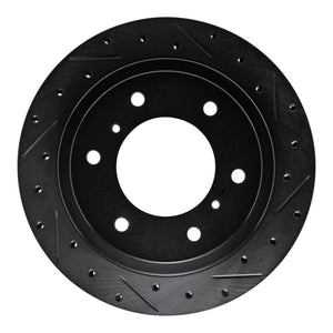 R1 00-06 Mitsubishi Montero Rear Right Drilled & Slotted Black Brake Rotor