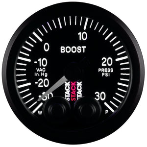 Autometer Stack Instruments 52mm -30INHG To +30PSI Pro Control Boost Pressure Gauge - Black