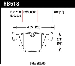 Hawk BMW 3/5/7Series/M3/M5/X3/X5/Z4/Z8 / Land Rover Range Rover DTC-60 Race Rear Brake Pads