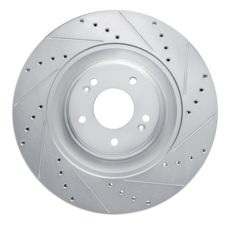 R1 2022-2025 Hyundai Elantra N Front Right Drilled & Slotted Silver Brake Rotor