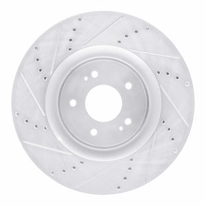 R1 08-15 Mitsubishi Lancer Front Left Drilled & Slotted Silver Brake Rotor