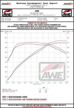AWE Tuning 2019+ BMW M340i (G20) Non-Resonated Touring Edition Exhaust - Quad Diamond Black Tips