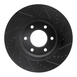 R1 07-24 Infiniti QX56 Front Left Drilled & Slotted Black Brake Rotor