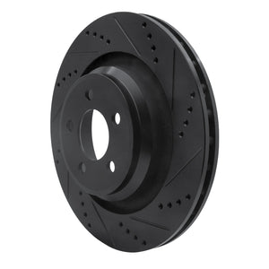 R1 05-23 Chrysler 300 Rear Right Drilled & Slotted Black Brake Rotor