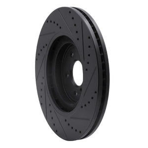 R1 08-25 Infiniti QX70 Front Left Drilled & Slotted Black Brake Rotor