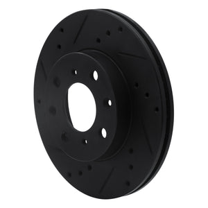 R1 90-00 Honda Civic Wagon Front Left Drilled & Slotted Black Brake Rotor