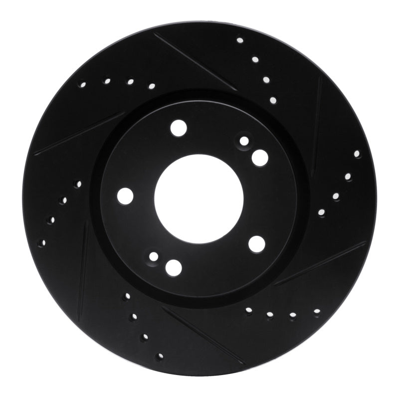R1 03-13 Hyundai Elantra Front Right Drilled & Slotted Black Brake Rotor