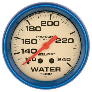 AutoMeter Gauge Water Temp 2-5/8in. 120-240 Deg. F Mech. Glow In The Dark Ultra-Nite