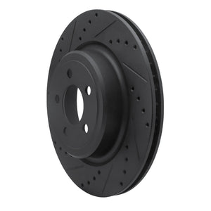 R1 06-23 Dodge Charger Rear Left Drilled & Slotted Black Brake Rotor