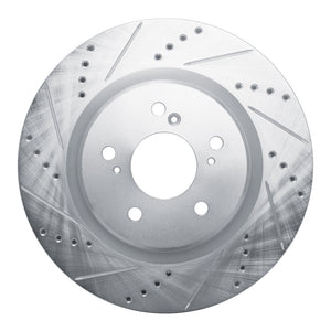 R1 2021-2025 Acura TLX Front Left Drilled & Slotted Silver Brake Rotor