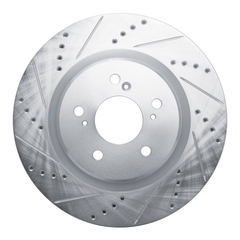 R1 2021-2025 Acura TLX Front Left Drilled & Slotted Silver Brake Rotor