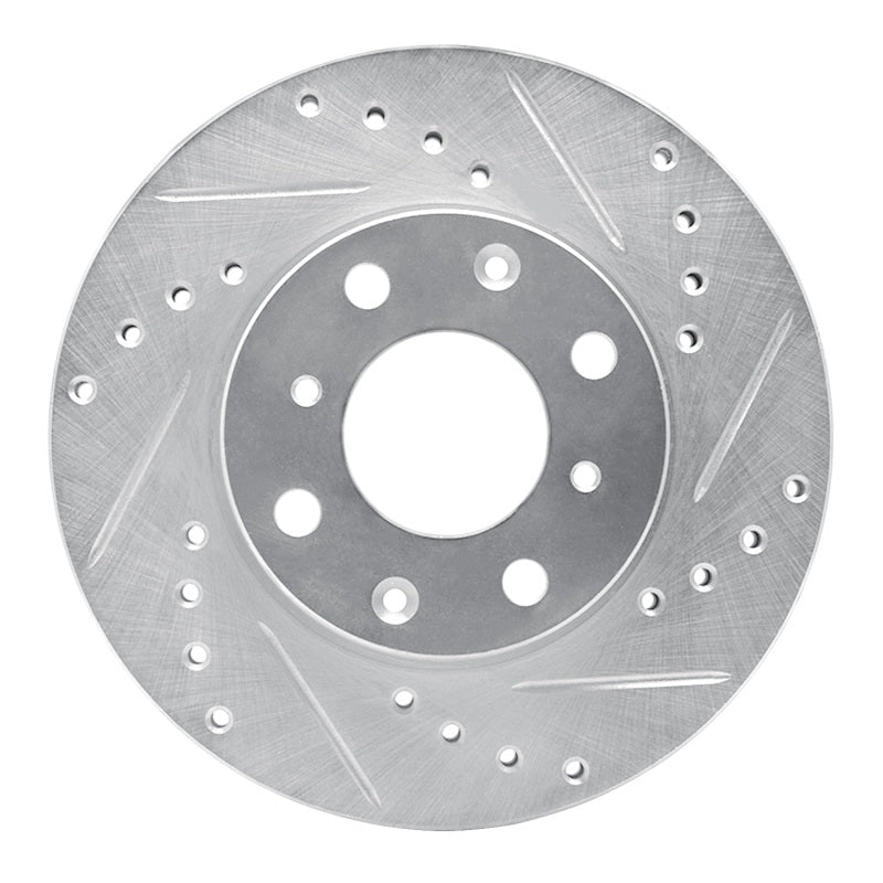 R1 86-91 Acura Integra Front Right Drilled & Slotted Silver Brake Rotor