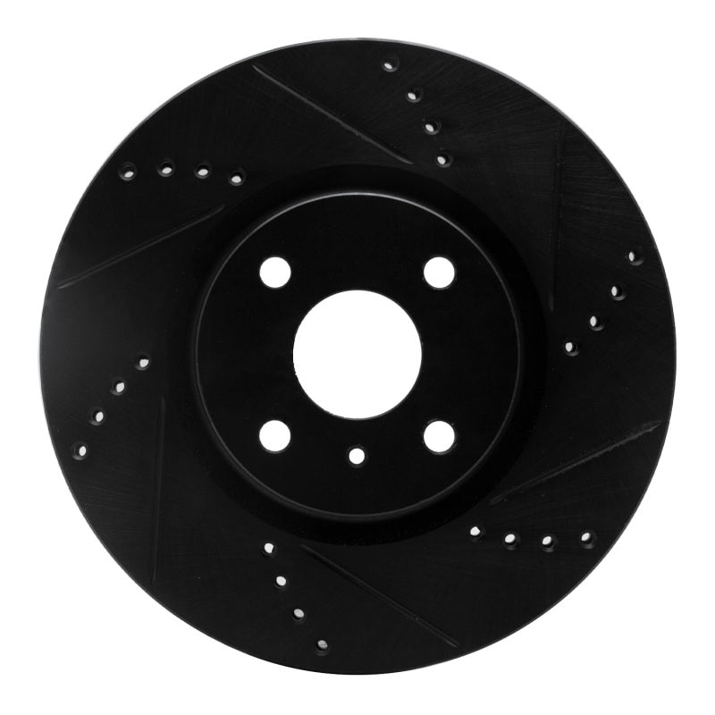 R1 2016-2025 Fiat 124 Spider Front Right Drilled & Slotted Black Brake Rotor