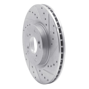 R1 06-15 Honda Civic Si Front Right Drilled & Slotted Silver Brake Rotor