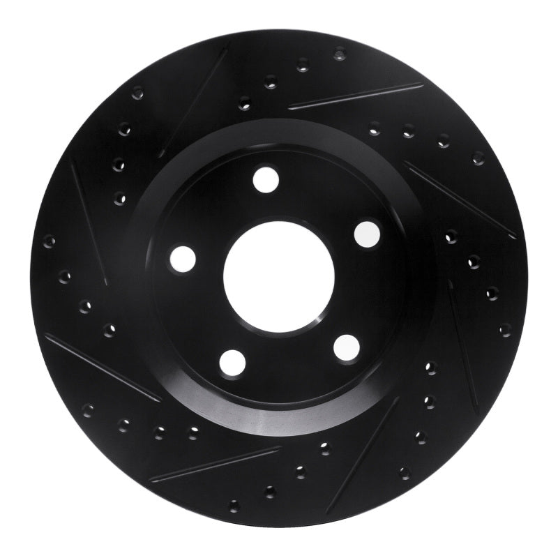 R1 07-18 Jeep Wrangler Front Right Drilled & Slotted Black Brake Rotor