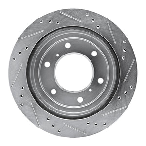 R1 00-06 Mitsubishi Montero Rear Left Drilled & Slotted Silver Brake Rotor