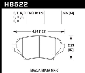 Hawk 06-10 Mazda Miata Mx-5 Front HPS Street Brake Pads