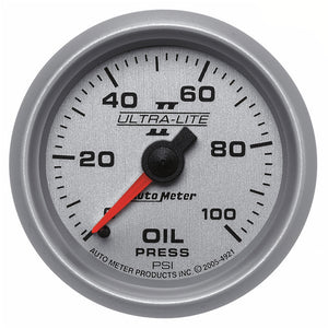 Autometer Ultra-Lite II 52mm 0-100 PSI Mechanical Oil Pressure Gauge