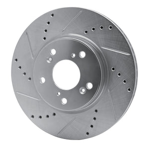 R1 13-25 Honda Civic Hatchback Front Left Drilled & Slotted Silver Brake Rotor