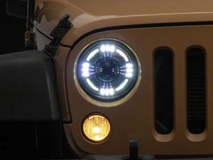 Raxiom 07-18 Jeep Wrangler JK Axial Series Quatro LED Headlights- Black Housing- Clear Lens