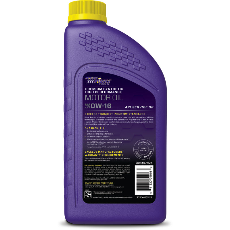 Royal Purple High Performance Ultra-Low Viscosity 0W16 Motor Oil - 1 Quart