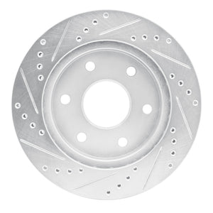 R1 90-04 Mitsubishi Montero Front Right Drilled & Slotted Silver Brake Rotor