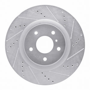 R1 03-08 Infiniti G35 Front Right Drilled & Slotted Silver Brake Rotor